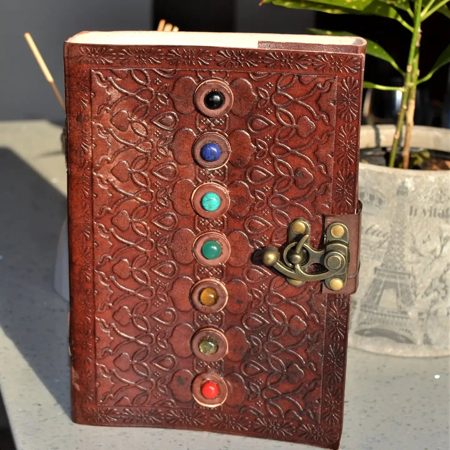 7 Chakra Leather Journal Chakra Stones Meditation - R K Handicrafts