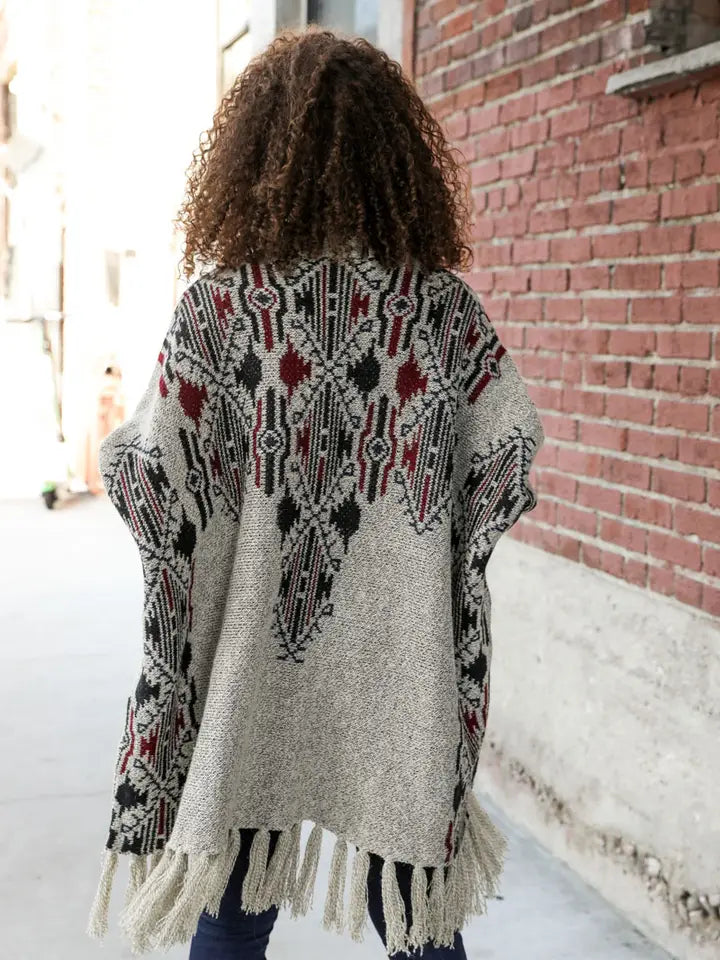 Heather Argyle Knit Ruana - Leto