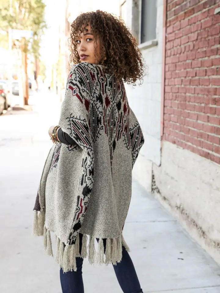 Heather Argyle Knit Ruana - Leto