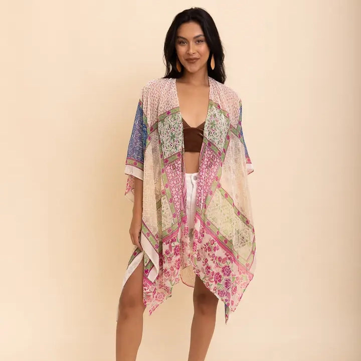 Bohemian Burnout Velvet Kimono White - Leto