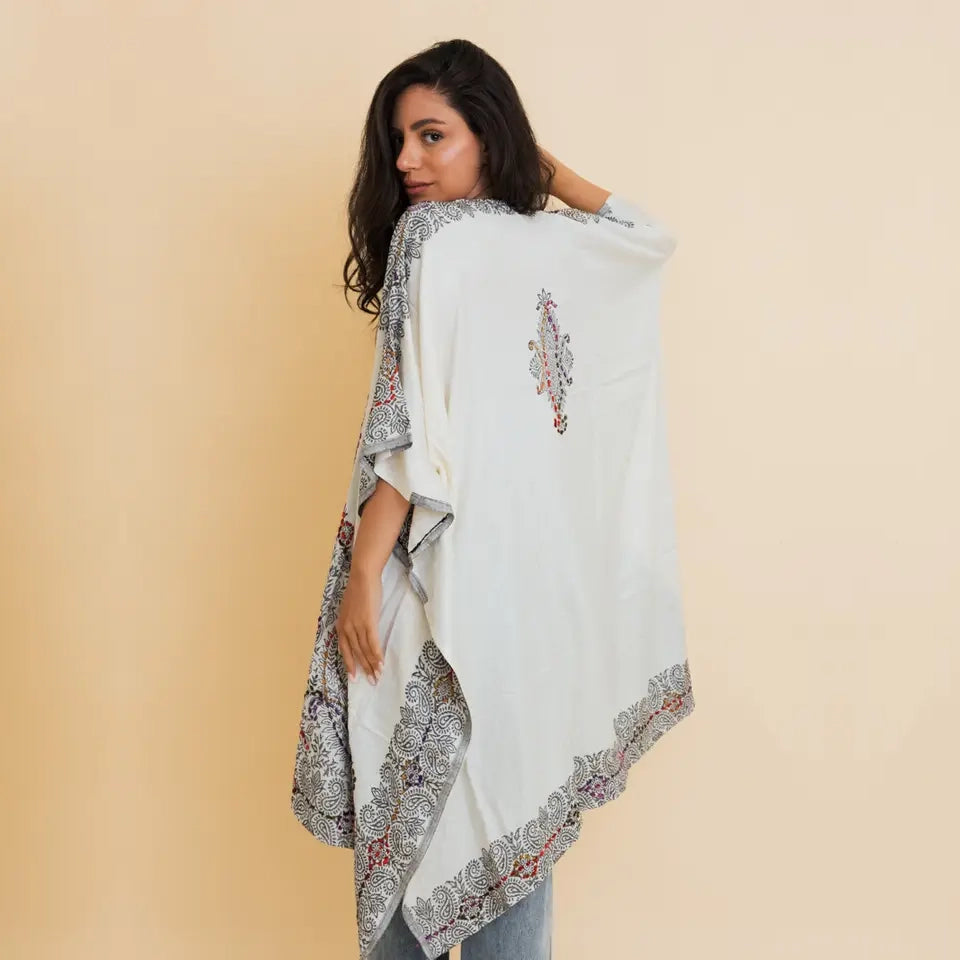 Bohemian Black Artisan Stitch Tapestry Kimono - Leto Accessories