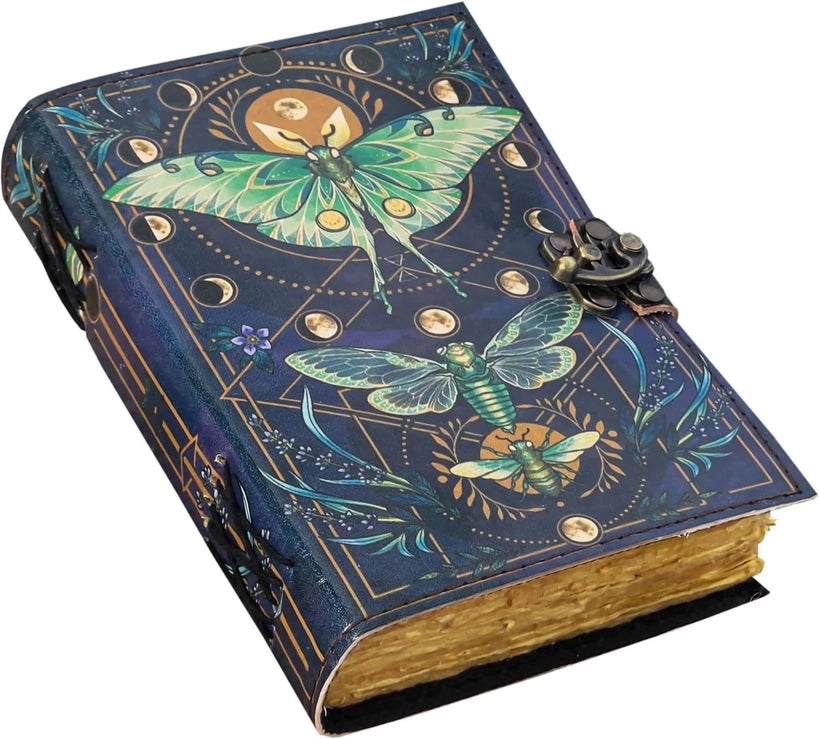 Vintage Leather Journal Notebook with Butterfly Print - R K Handicrafts