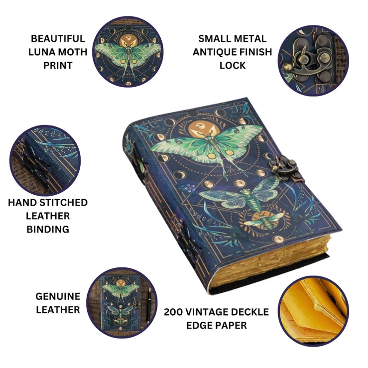 Vintage Leather Journal Notebook with Butterfly Print - R K Handicrafts