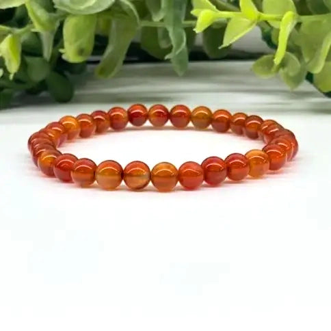 Carnelian 6mm 7.5” Crystal Bracelet