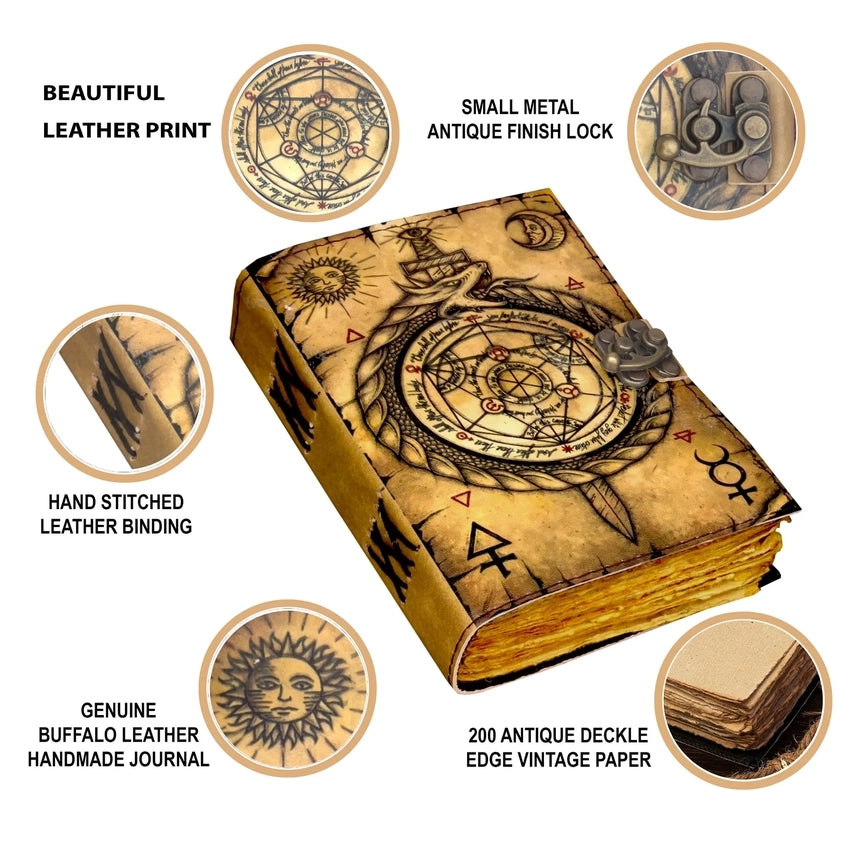Vintage Leather Journal Notebook Diary with Compass Print - R K Handicrafts and Exporters