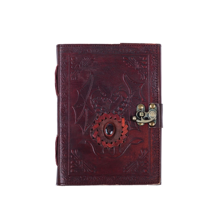 Leather Journal with Stone Dragon Embossed Travel Journal - R K Handicrafts