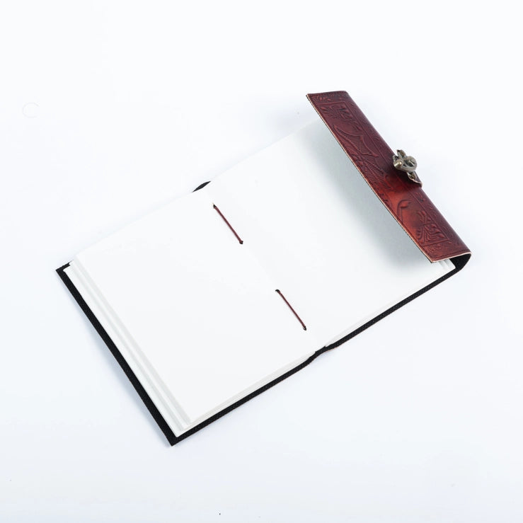 Leather Journal with Stone Dragon Embossed Travel Journal - R K Handicrafts