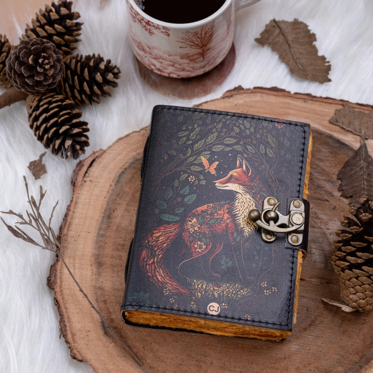 Traveler Leather Journal Vintage Pages with Fox Print - R K Handicrafts and Exporters