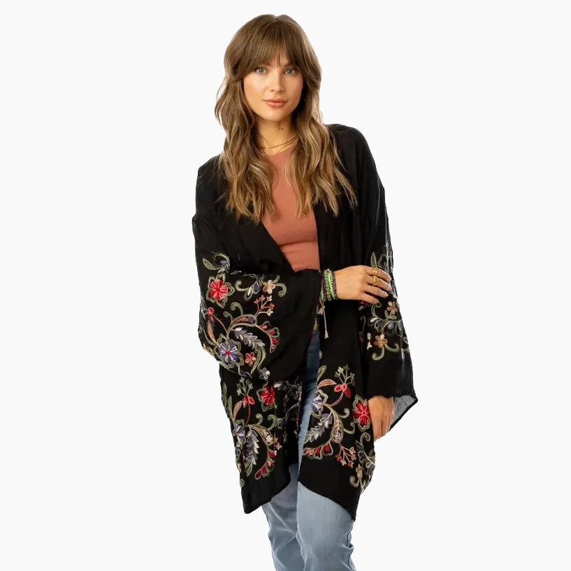 Fun In Florals Black Kimono - Three Bird Nest