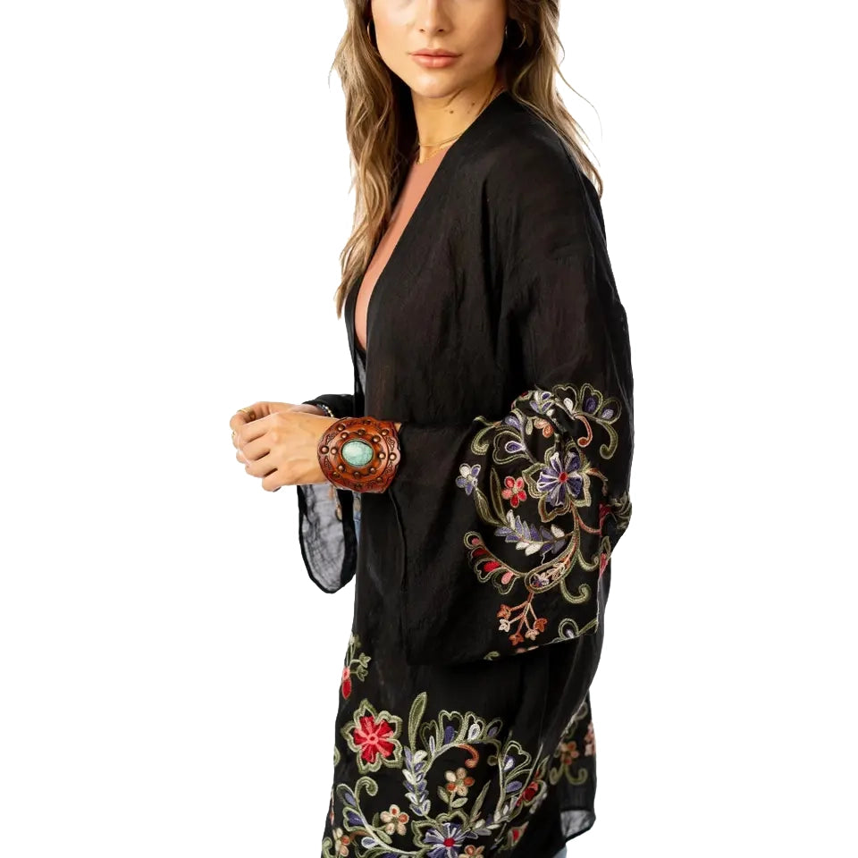 Fun In Florals Black Kimono - Three Bird Nest