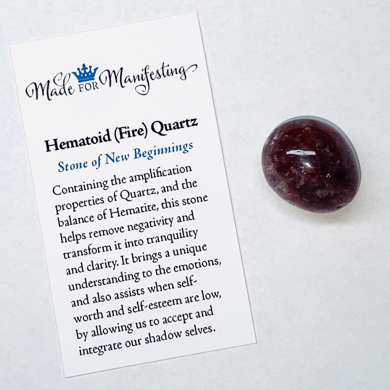 Hematoid Quartz Tumbled Stone