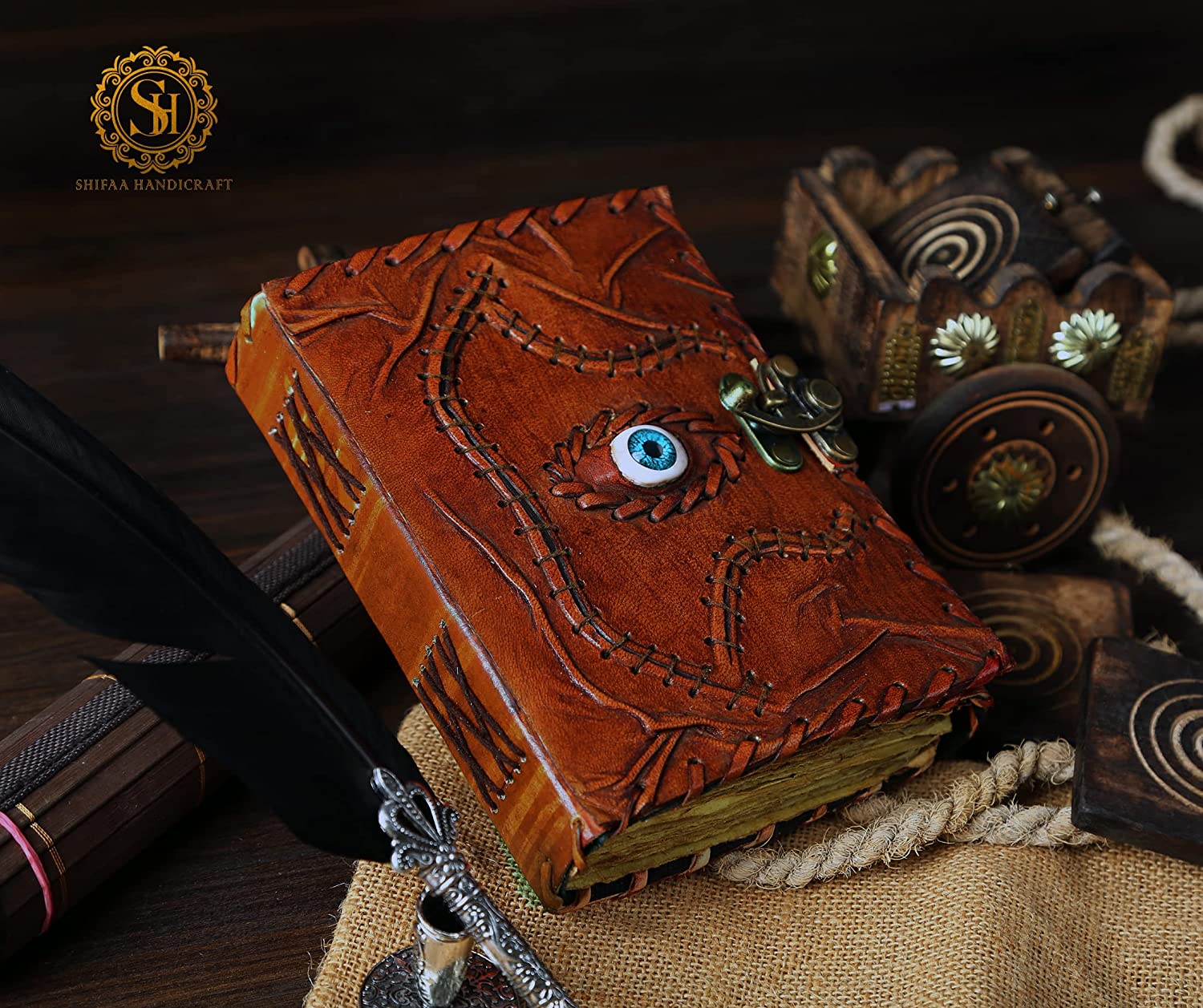 Leather Journal Diary Vintage Paper Hocas Pokas  - R K Handicrafts and Exporters