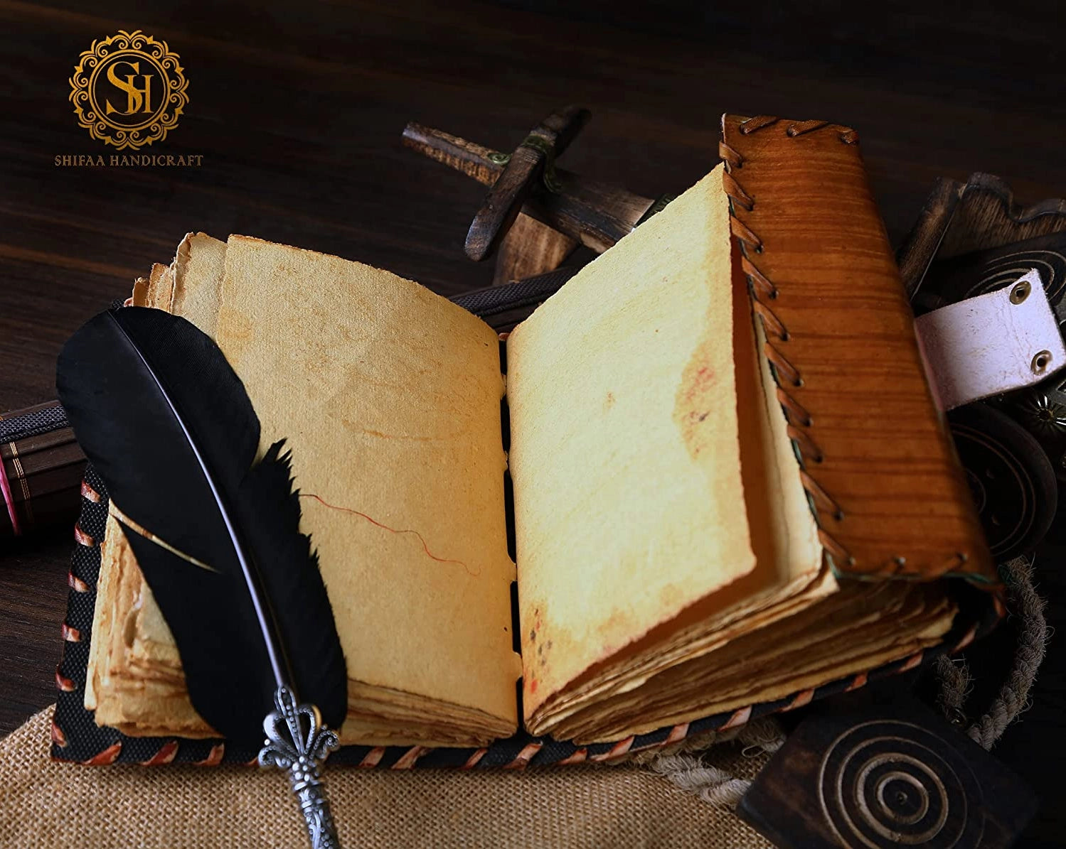 Leather Journal Diary Vintage Paper Hocas Pokas  - R K Handicrafts and Exporters