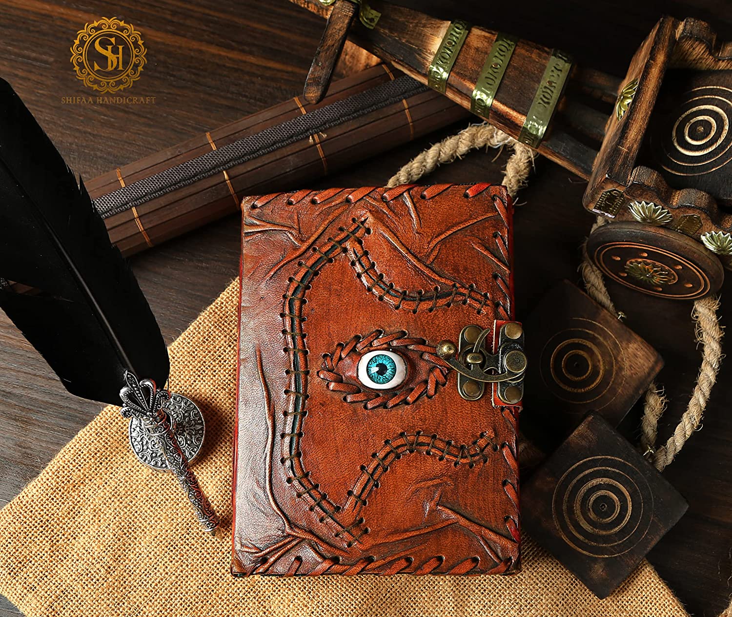Leather Journal Diary Vintage Paper Hocas Pokas  - R K Handicrafts and Exporters