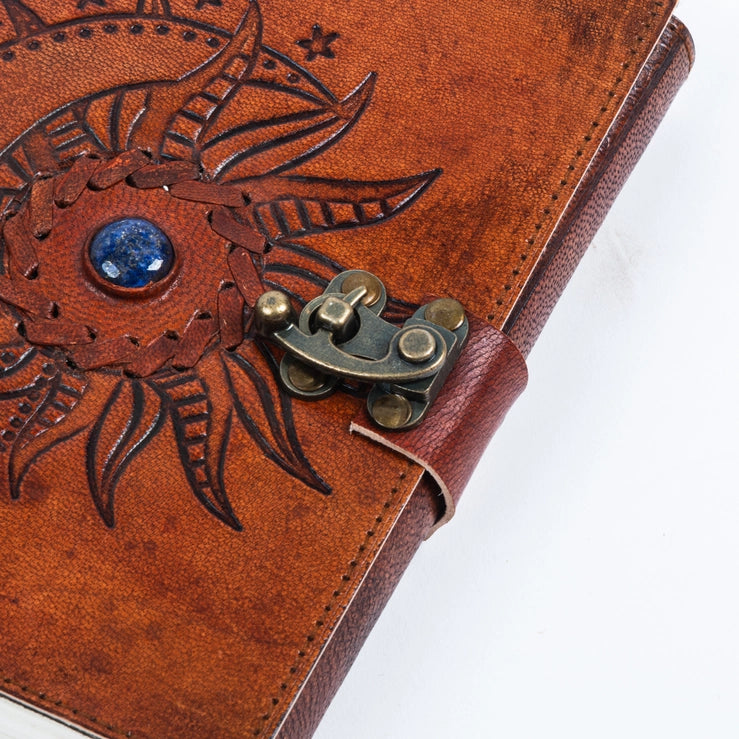 Leather Journal Embossed with Stone 200 Travel Journal - R K Handicrafts