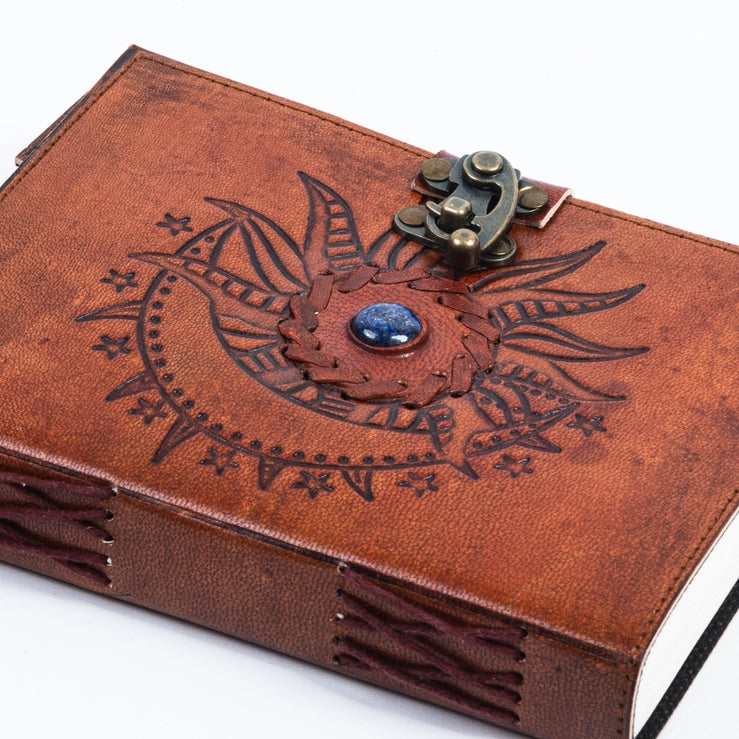 Leather Journal Embossed with Stone 200 Travel Journal - R K Handicrafts
