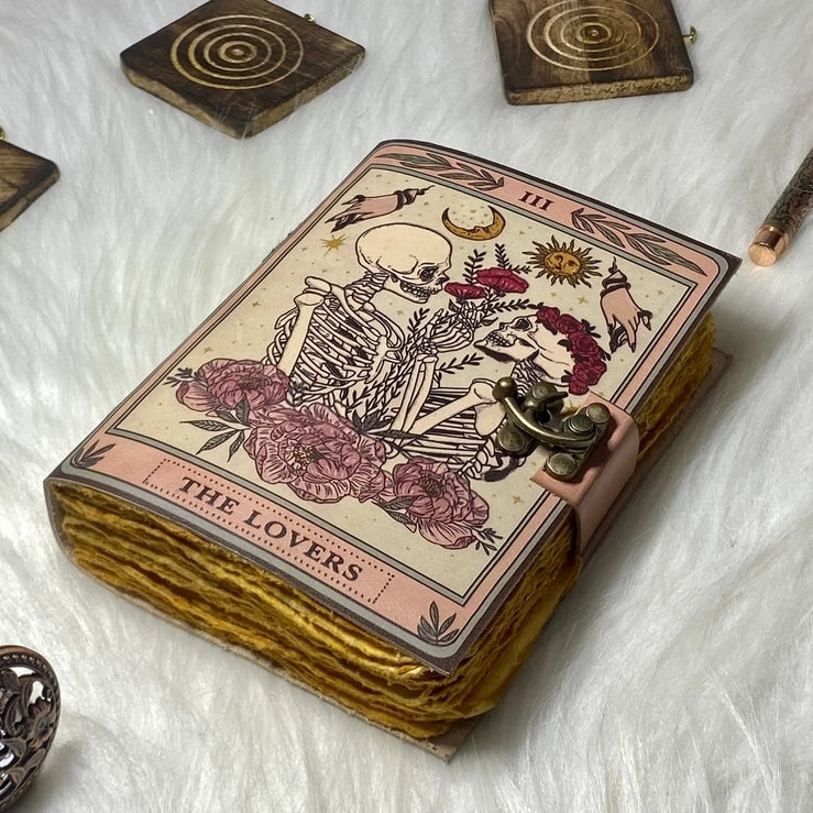 Leather Journal Vintage Notebook with The Lover Print - R K HandicraftsLe