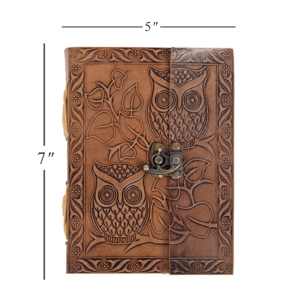 Owl Embossed Leather diary - R K Handicrafts