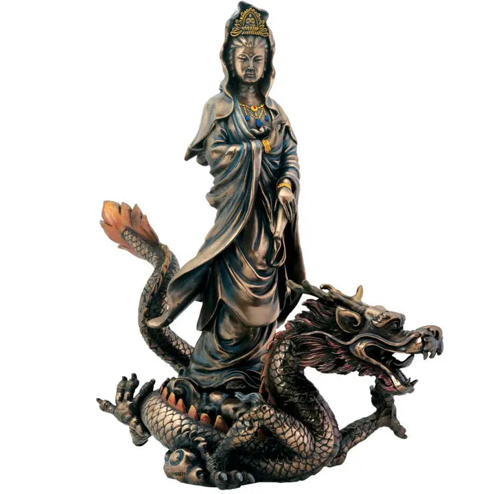 Kuan Yin with Dragon Buddhist Goddess Statue
