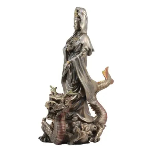 Kuan Yin with Dragon Buddhist Goddess Statue