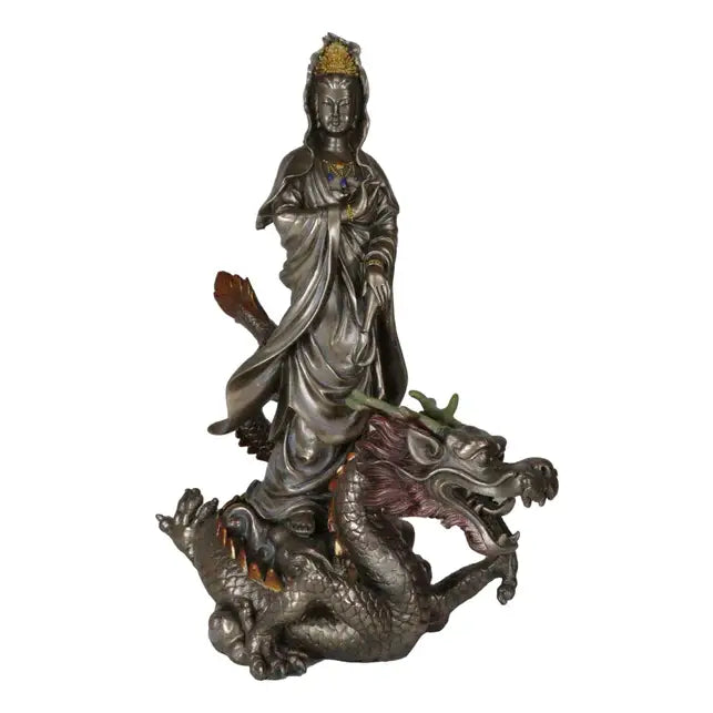 Kuan Yin with Dragon Buddhist Goddess Statue