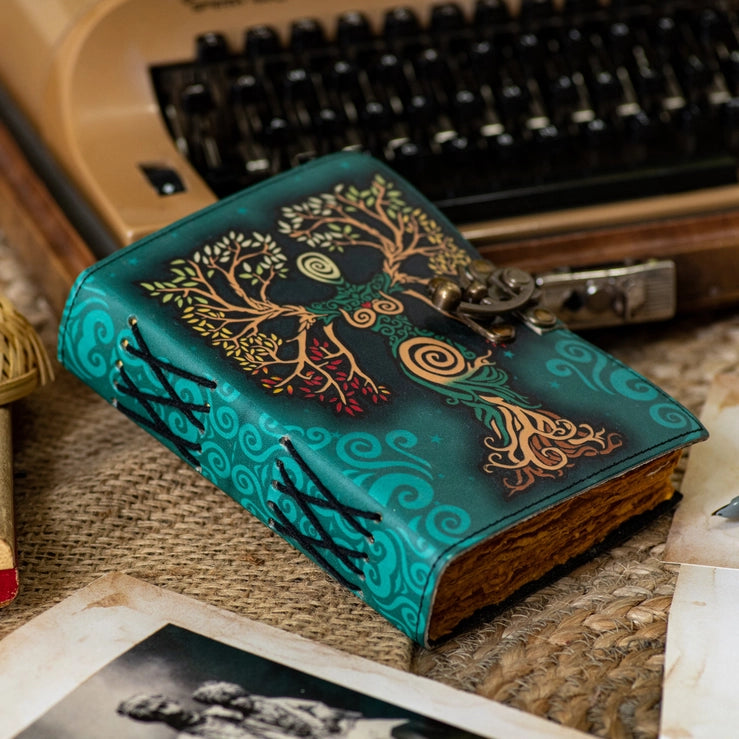 Vintage Leather Journal Diary with Mother of Earth Print - R K Handicrafts