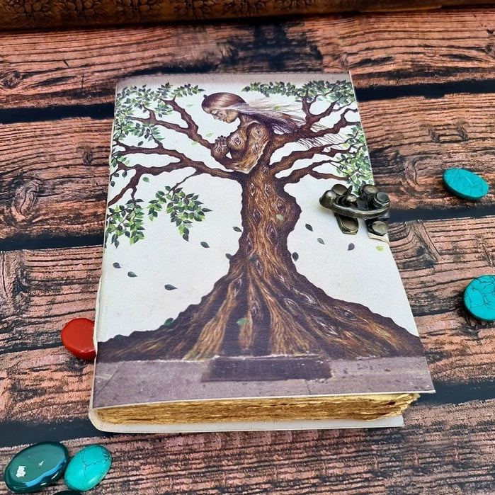 Vintage Leather Bound Journal Diary with Tree of Life print - R K Handicrafts