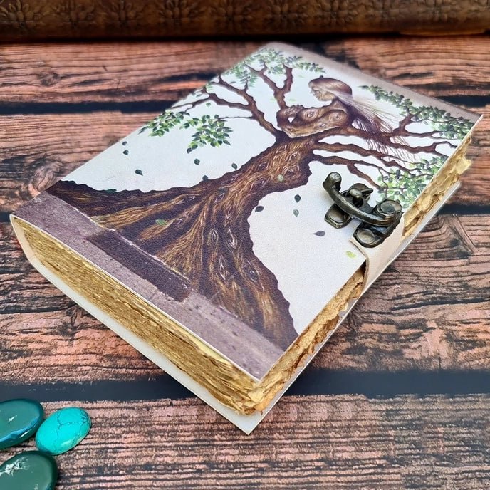 Vintage Leather Bound Journal Diary with Tree of Life print - R K Handicrafts