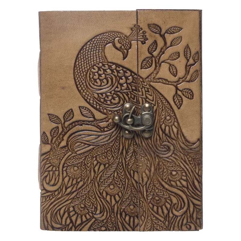 Peacock Embossed Leather Journal diary - R K Handicrafts