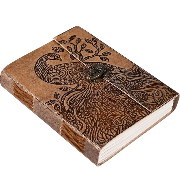 Peacock Embossed Leather Journal diary - R K Handicrafts