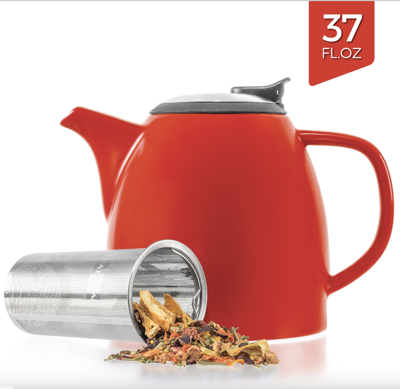 Teapot w/Infuser 37 oz - Drago Ceramic Red
