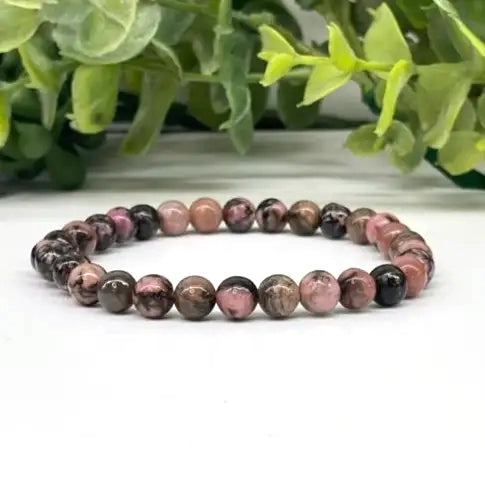 Rhodonite 6mm 7.5” Crystal Healing Stretch Bracelet - KayleeNYC