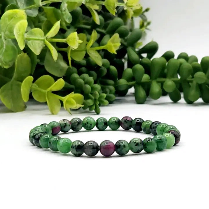 Ruby Zoisite 6mm Bracelet -  KayleeNYC