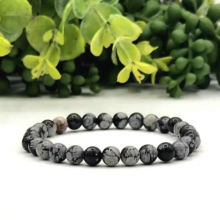 Snowflake Obsidian 6mm 7.5” Bracelet