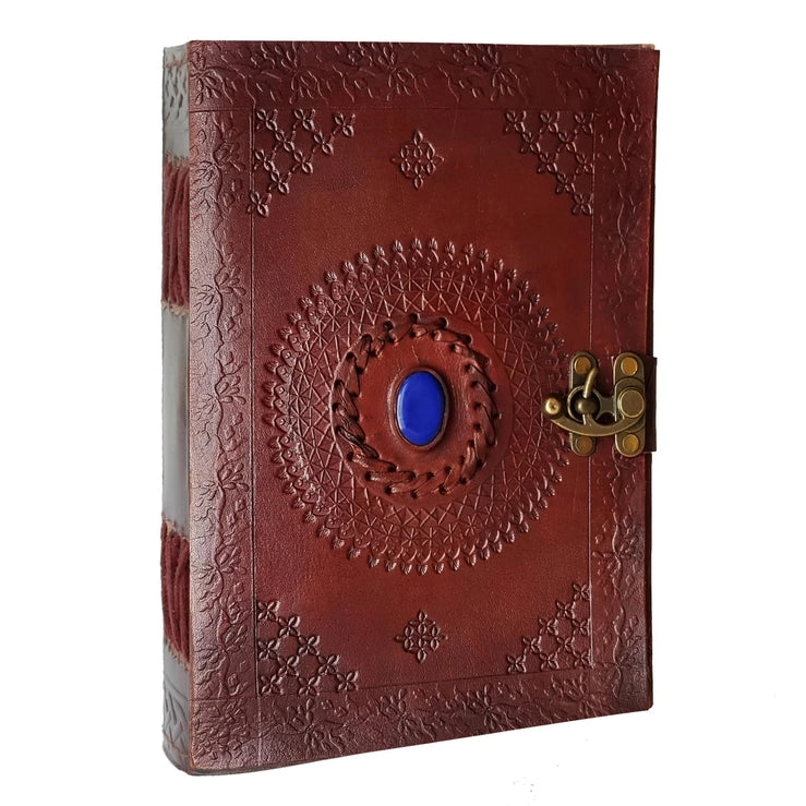 Leather Notebook with Stone Mandala Embossed Travel Journal - R K Handicrafts and Exporters
