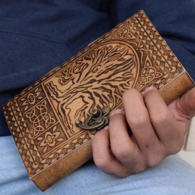 Tree Embossed Leather Journal diary - R K Handicrafts