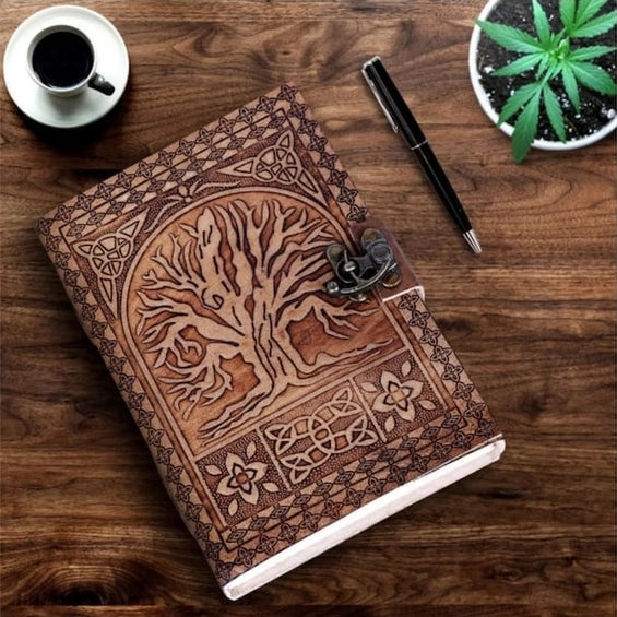 Tree Embossed Leather Journal diary - R K Handicrafts