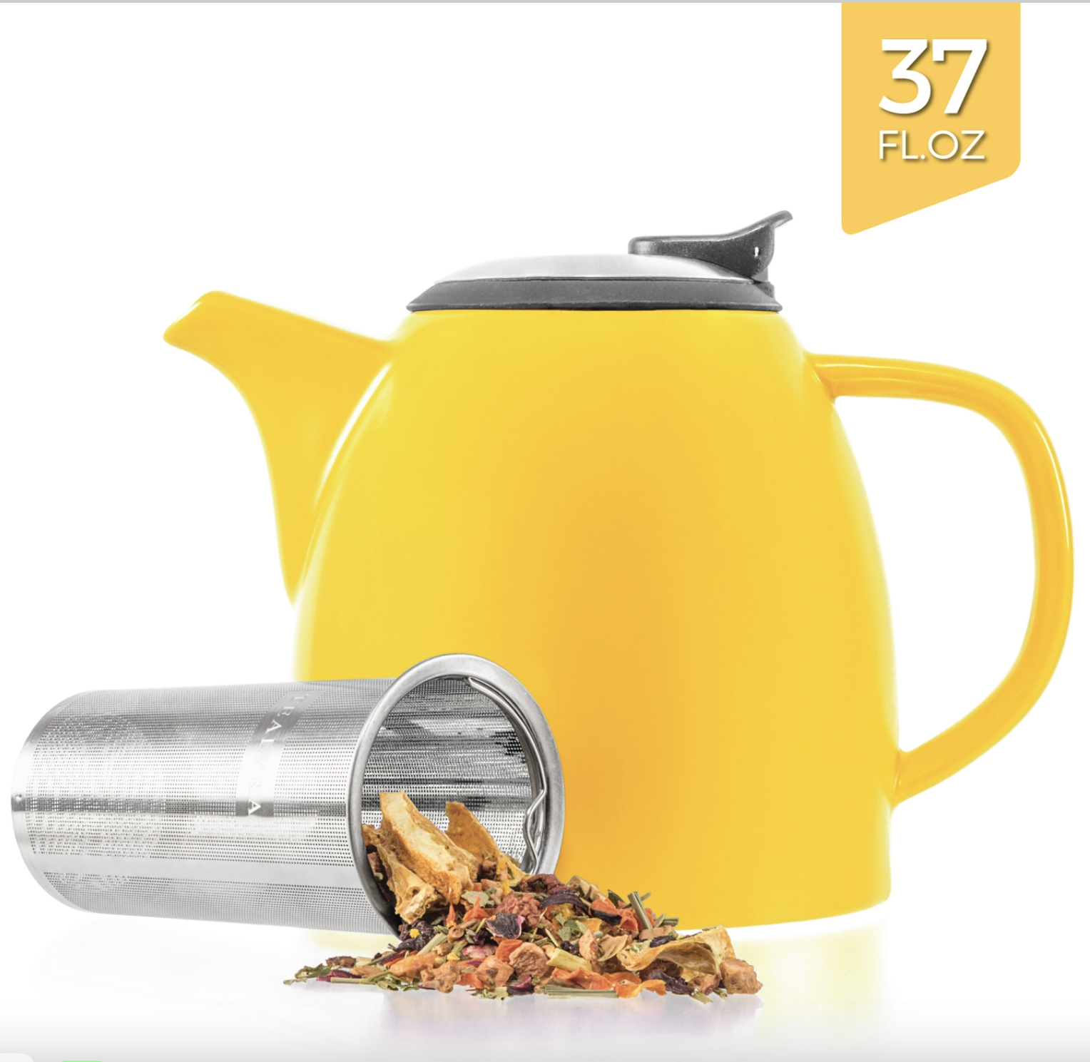 Teapot w/Infuser 37 oz - Drago Ceramic Yellow
