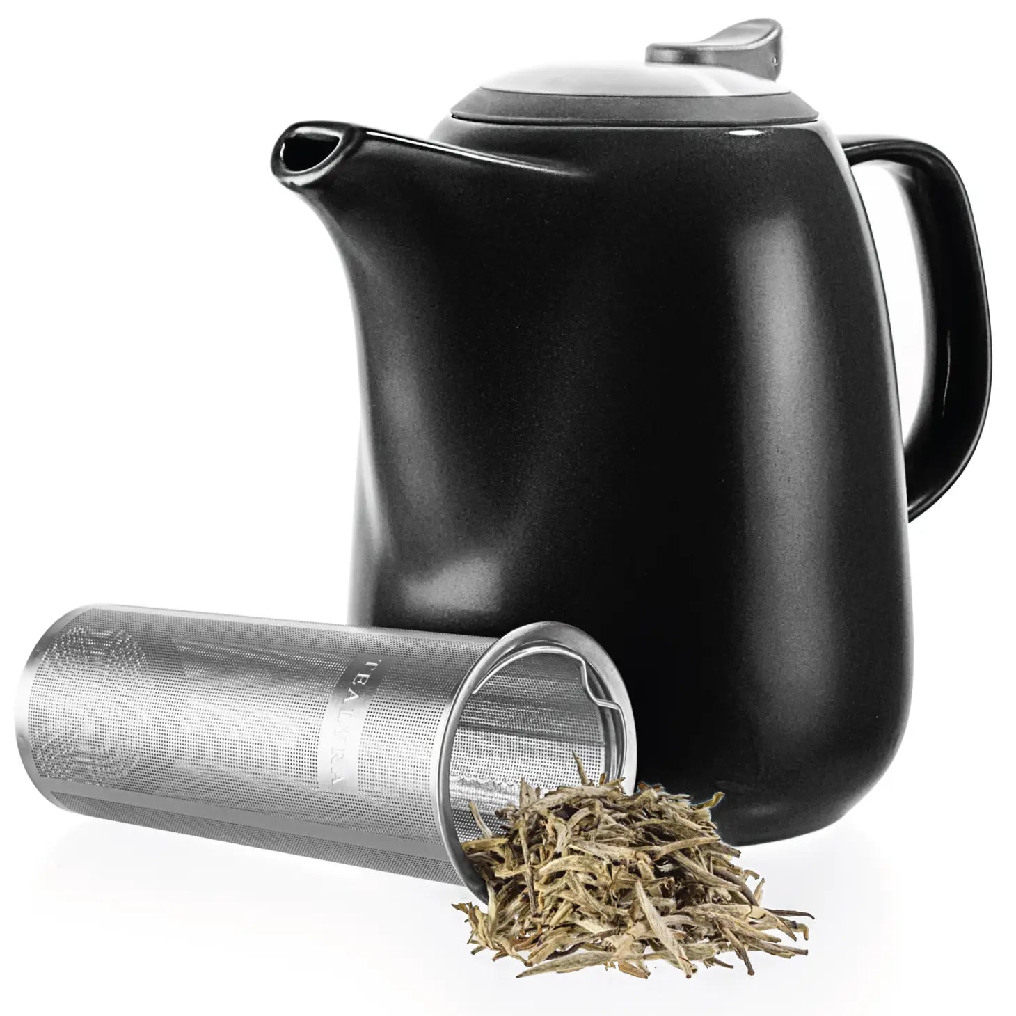 Teapot w/Infuser 47 oz - Daze Black Ceramic