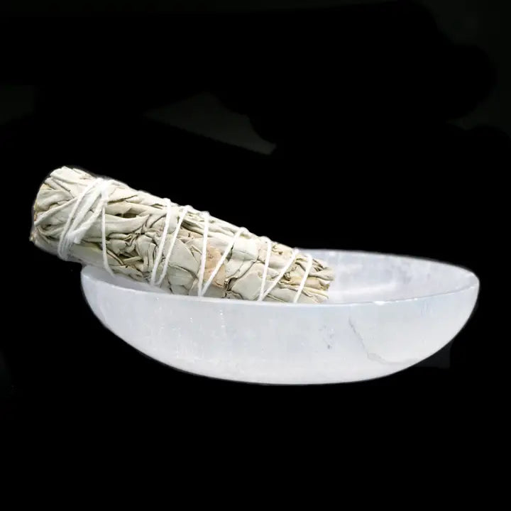 5" Selenite Oval Charging Smudge Bowl