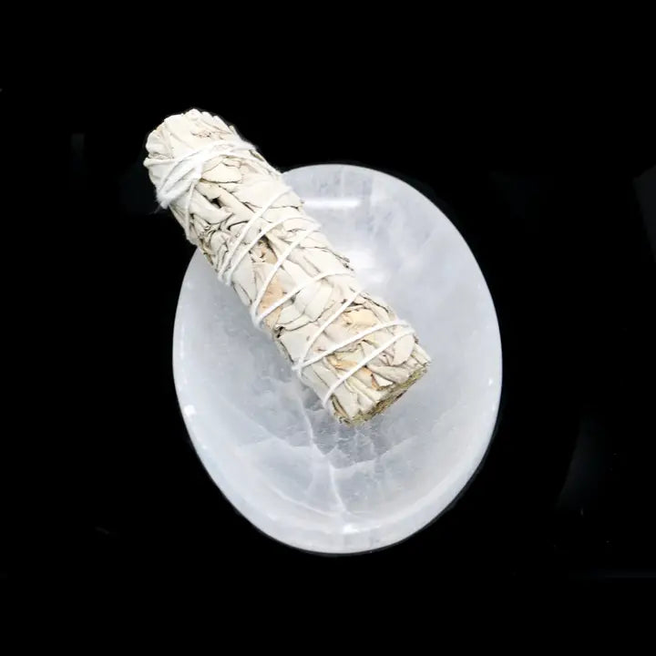5" Selenite Oval Charging Smudge Bowl