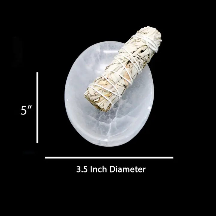 5" Selenite Oval Charging Smudge Bowl