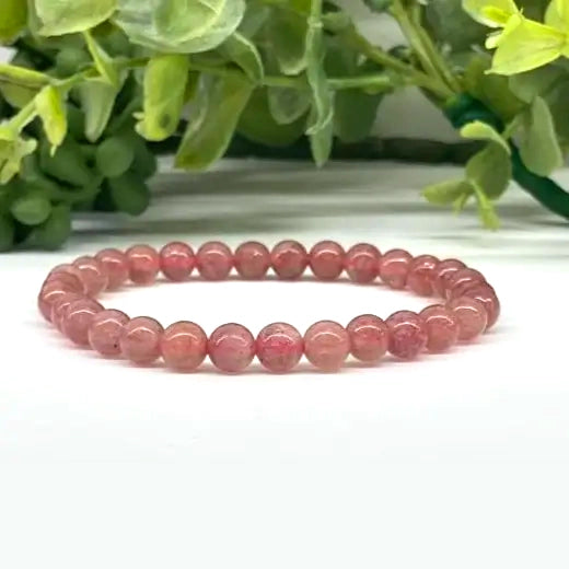 Strawberry Quartz 6mm Crystal Bracelet - KayleeNYC